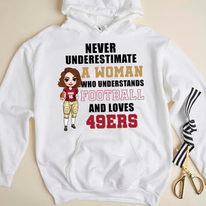 Never Underestimate A Woman Who Understands Football - Personalized Shirts - Gift for Fans - Female American Football Player - Shirts - GoDuckee