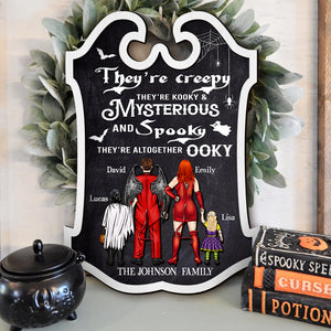 They're Creepy They're Kooky Personalized Halloween Family Wood Sign Gift For Family - Wood Sign - GoDuckee