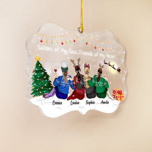 Sisters Of My Soul Personalized Medallion Acrylic Ornament - Ornament - GoDuckee