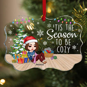 Personalized Acrylic Crochet Girl Ornament Tis The Season To Be Cozy - Ornament - GoDuckee