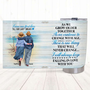 From Our First Kiss Till Our Last Breath - I Will Keep Falling In Love With You, Personalized Couple Tumbler for Your Lover - Tumbler Cup - GoDuckee