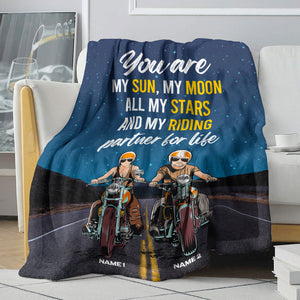 Personalized Biker Couple Blanket - Love In Your Heart Peace In Your Home - Blanket - GoDuckee