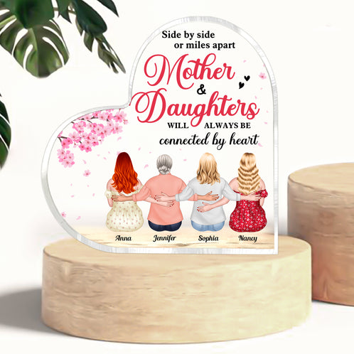 Mother And Daughter Will Always Be Connected By Heart, Mother's Day Gift Personalized Acrylic Plaque - Decorative Plaques - GoDuckee