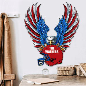 American Football Helmet with Eagle on Top, Personalized Cut Metal Sign, Gifts for American Football Lovers - Metal Wall Art - GoDuckee