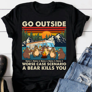 Personalized Camping Gift Shirt For Bear Buddies Go outside Worst case scenario A bear kills you Custom Shirts - Shirts - GoDuckee
