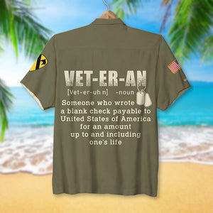 Veteran Hawaiian Shirt - Custom Military Unit - A Blank Check Payable, Soldier Front - Hawaiian Shirts - GoDuckee