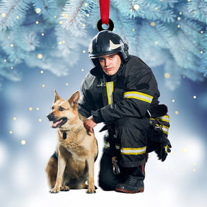 Custom Firefighter Photo Ornament, Christmas Tree Decor - Ornament - GoDuckee