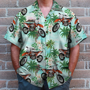 Custom Photo - Motocross Hawaiian Shirt - Coconut Tree Pattern - Hawaiian Shirts - GoDuckee