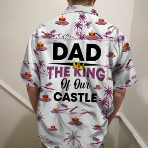 Personalized Father's Day Hawaii Shirt - Crown Pattern - The King of Our Castle - Hawaiian Shirts - GoDuckee