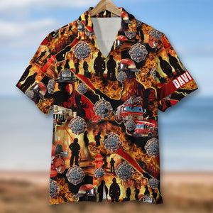 My Time In Bunker Gear Is Over But My Memories Will Remain, Personalized Hawaiian Shirt, Gift for Firefighters - Hawaiian Shirts - GoDuckee