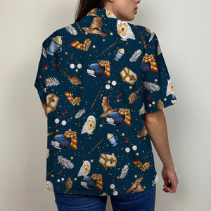 Owl and Scarf Seamless Pattern Hawaiian Shirt - Gifts for Fans - Hawaiian Shirts - GoDuckee