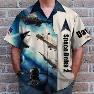 Military Spaceship, Spacecraft, Space Shuttle, Personalized Space Force Hawaiian Shirt, Military Gift with Custom Military Unit 01qhqn090522 - Hawaiian Shirts - GoDuckee