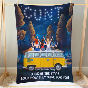 Look At The Stars Look How They Shine For You - Personalized Camping Friends Blanket - Gift For Friends - Blanket - GoDuckee