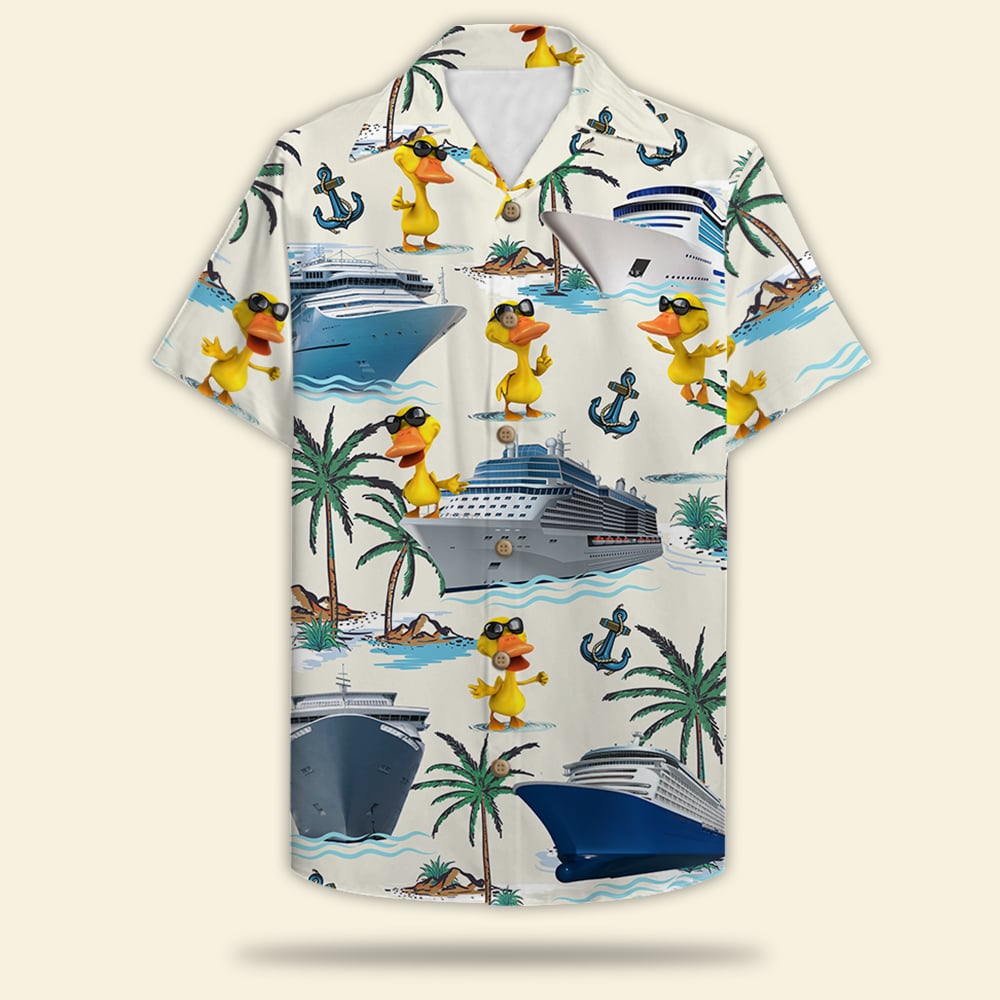 Cruising Duck Hawaiian Shirt - Happy Duck Cruise - Cruise Trip Gift For Family - Hawaiian Shirts - GoDuckee