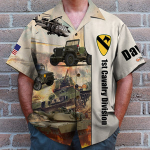 Military Tank, Truck, Helicopter In A War - Personalized Army, Marine Hawaiian Shirt, Military Gifts with Custom Military Unit 01qhqn090522 - Hawaiian Shirts - GoDuckee