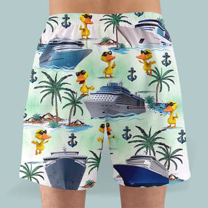 Cruising Duck Hawaiian Shirt & Men Beach Shorts - Palm Tree Pattern - Hawaiian Shirts - GoDuckee