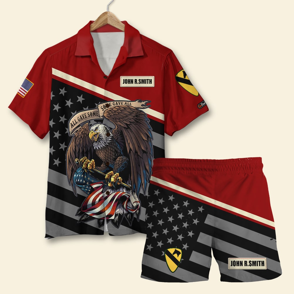 On Fridays We Wear Red, Personalized Hawaiian Shirt Men Beach Shorts, Gifts for Veterans, Custom Military Unit - Hawaiian Shirts - GoDuckee