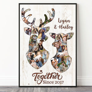 Custom Deer Couple Photo Canvas Print, Gift For Couple - Poster & Canvas - GoDuckee