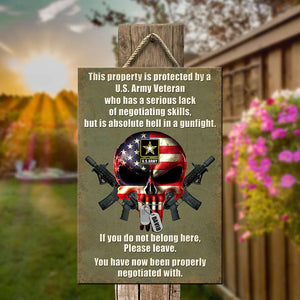 This Property Is Protected, Personalized Metal Sign, Gifts for Veteran, Custom Military Unit - Metal Wall Art - GoDuckee