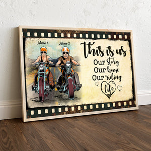 Personalized Biker Couple Poster - This Is Us, Our Story, Our Home, Our Riding Life - Film Frame - Poster & Canvas - GoDuckee