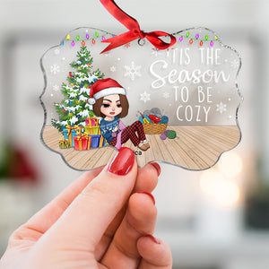 Personalized Acrylic Crochet Girl Ornament Tis The Season To Be Cozy - Ornament - GoDuckee