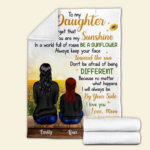 Mother & Daughter Sunflower Personalized Blanket, Gift For Family - Blanket - GoDuckee