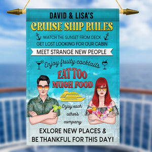 Personalized Cruise Couple Flag - Cruise Ship Rules - Couple With Arms Crossed - Flag - GoDuckee