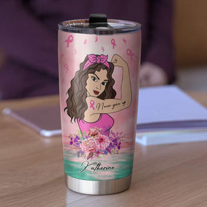 Breast Cancer Awareness Month Personalized Strong Woman Tumbler - Strength Is What We Gain From The Madness We Survive - Tumbler Cup - GoDuckee