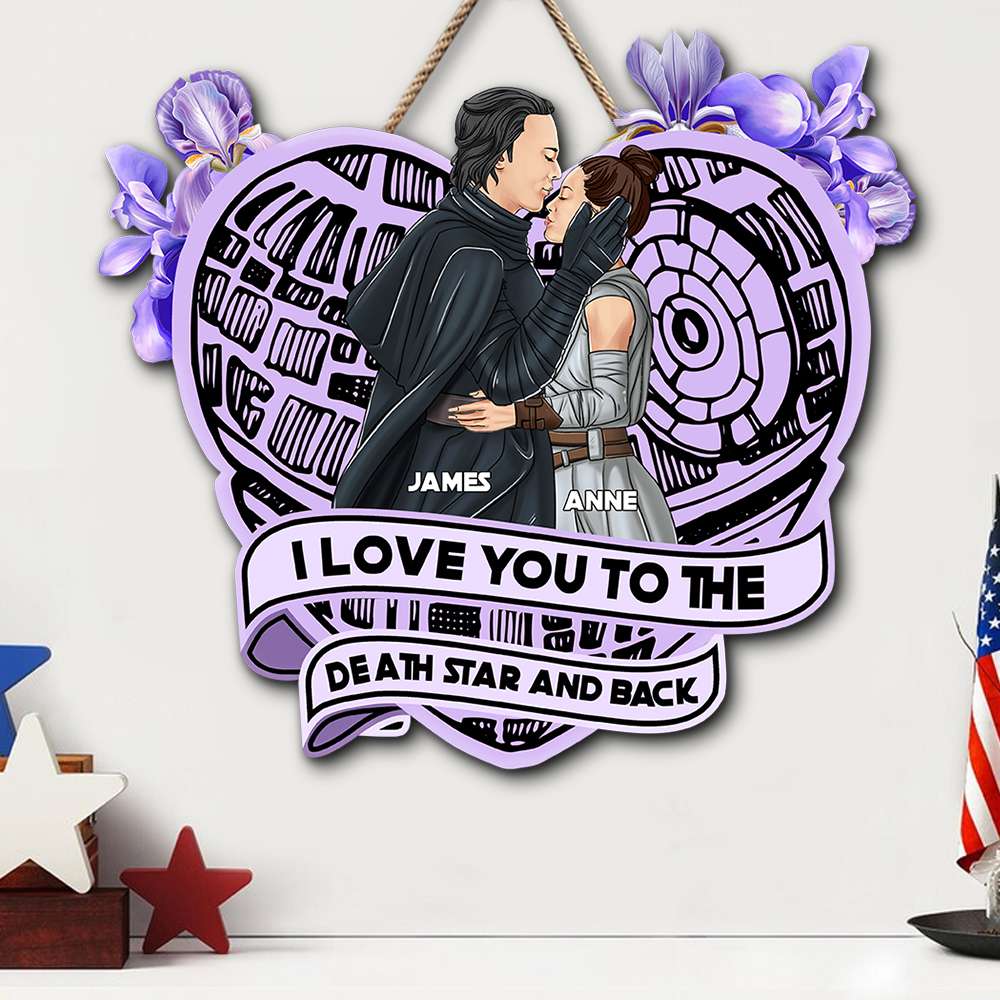 Couple Love You To The Planet And Back, Personalized Space Couple Wood Sign - Wood Sign - GoDuckee