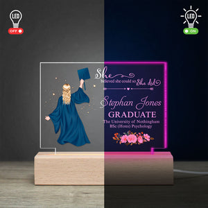 She Believed She Could So She Did - Personalized Graduate Led Light - Gift For Graduate - Led Night Light - GoDuckee