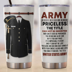 Personalized Army Tumbler - The Title Cannot Be Inherited - Uniform On Hanger - Tumbler Cup - GoDuckee