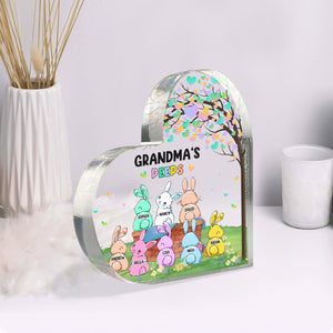 Grandma's Peeps, Personalized Heart Shaped Acrylic Plaque, Easter Gift For Grandma - Decorative Plaques - GoDuckee
