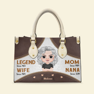 Personalized Grandma Leather Bag, Gift For Grandma, Mother's Day Gift - Leather Bag - GoDuckee