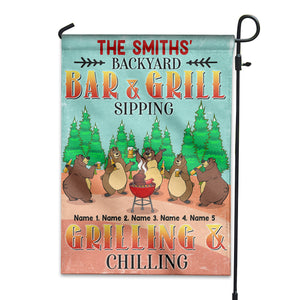 Personalized Gifts For Bear Family, Grilling and Chilling With Bear Family Custom Flag - Flag - GoDuckee