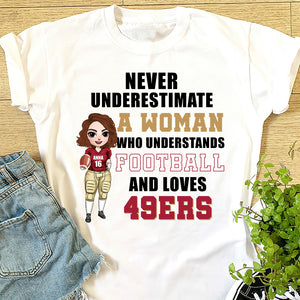 Never Underestimate A Woman Who Understands Football - Personalized Shirts - Gift for Fans - Female American Football Player - Shirts - GoDuckee