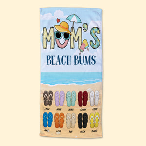 Mom's Beach Bums Personalized Beach Towel, Gift For Mom, Grandma - Beach Towel - GoDuckee