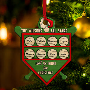 All Stars Will Be Home For Christmas Personalized Wood Ornament, Christmas Gift For Baseball Player - Ornament - GoDuckee