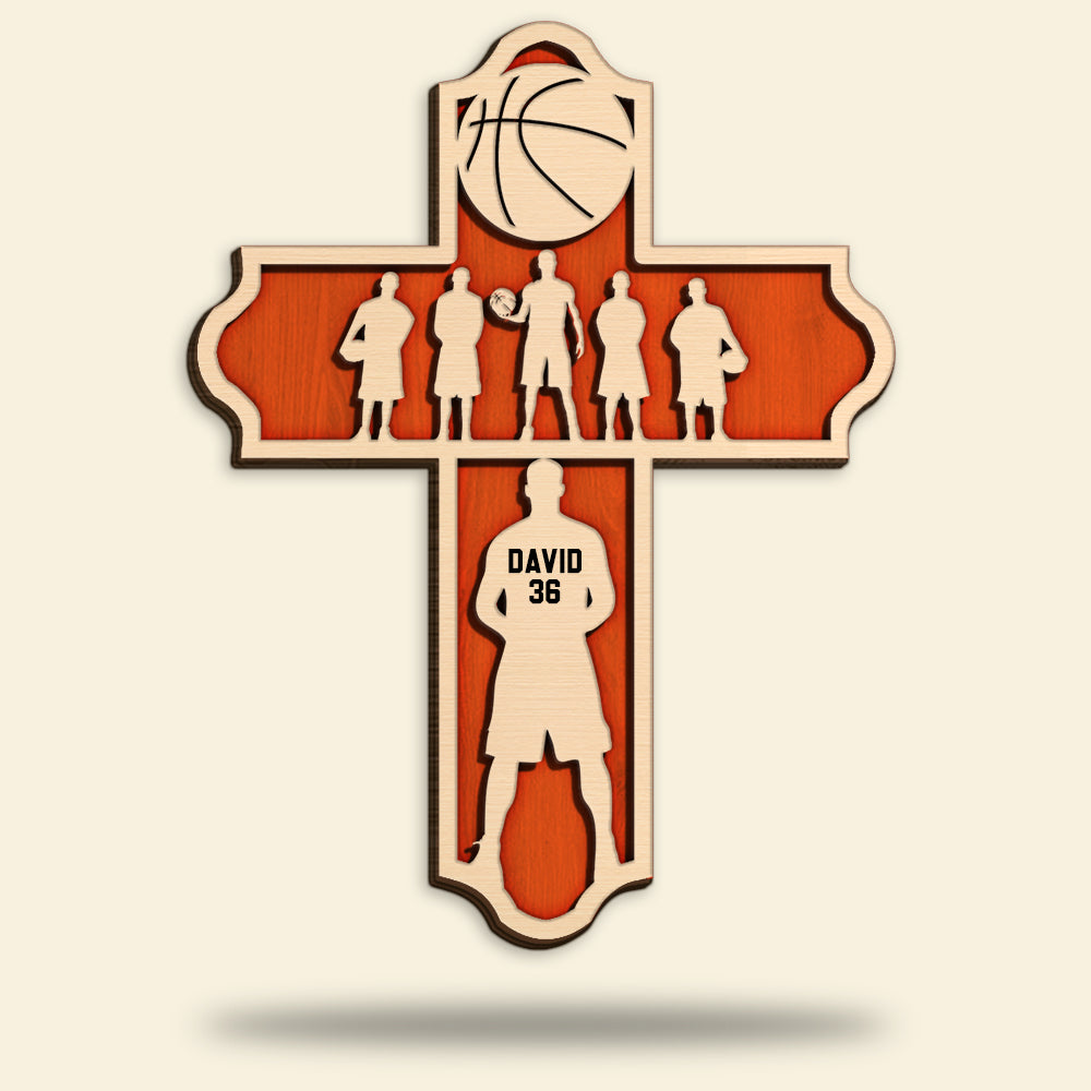 Basketball Player Insider A Cross - Personalized 3D Wood Art - Gift for Basketball Players - Wood Sign - GoDuckee