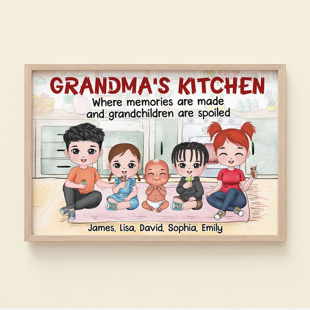 Grandma's Kitchen Where Memories Are Made And Grandchildren Are Spoiled - Personalized Grandma Canvas Print - Poster & Canvas - GoDuckee
