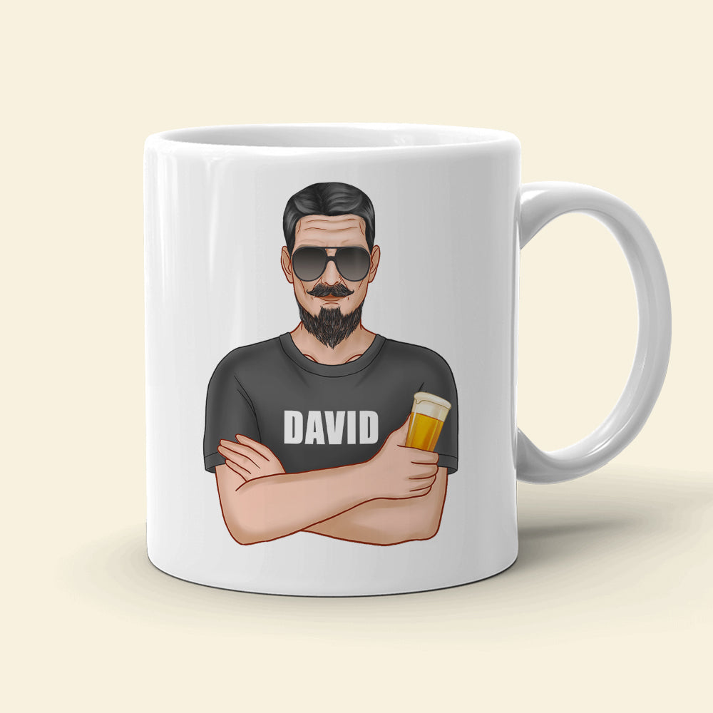 Built Beard Tough - Personalized White Mug - Gift for Dad - Man with Arms Crossed - Coffee Mug - GoDuckee