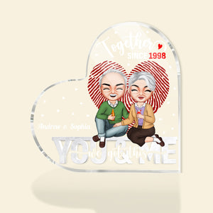 You & Me We Got This, Personalized Couple Heart Shaped Acrylic Plaque - Decorative Plaques - GoDuckee