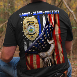 Police Honor Serve Protect - Personalized Shirts - Gift for Police - Flag with Custom State Seal - Shirts - GoDuckee
