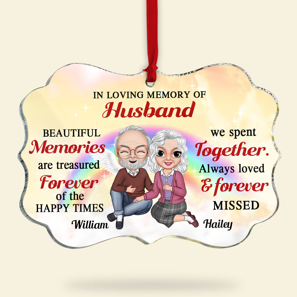In Loving Memory Of Husband Personalized Heaven Couple, Christmas Tree Decor - Ornament - GoDuckee