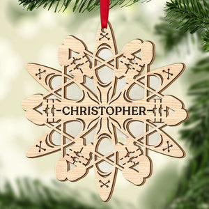 Kayaking Snowflake, Personalized 2 Layered Mix Ornament, Christmas Gift - Ornament - GoDuckee