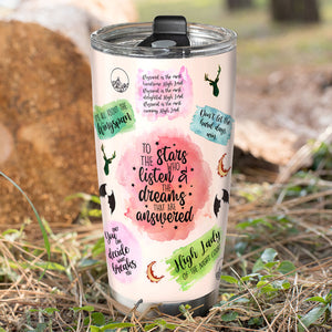 Personalized Tumbler Cup - To The Stars Who Listen & The Dreams That Are Answered - Reading Book Girl - Tumbler Cup - GoDuckee