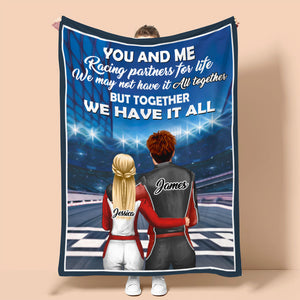 Personalized Racing Couple Blanket - You and Me Racing Partners For Life - Blanket - GoDuckee