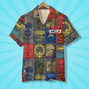 Personalized Book Lover Hawaiian Shirt - Hello My Name Is - Book Seamless Pattern - Hawaiian Shirts - GoDuckee