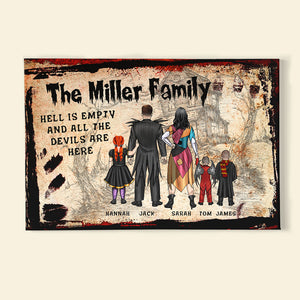 The Hell Is Empty Cos All The Devils Are Here, Personalized Horror Family Canvas Print - Poster & Canvas - GoDuckee