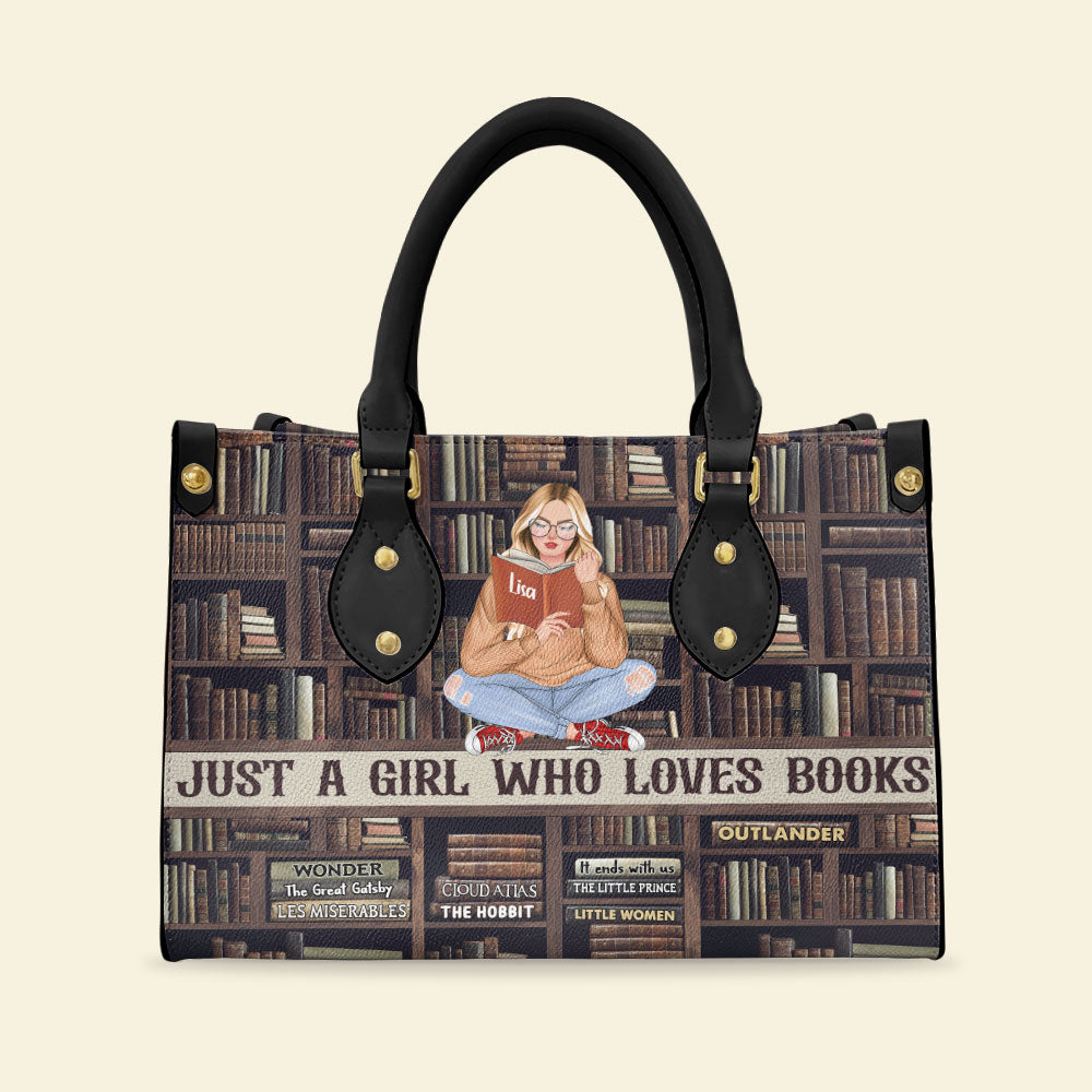 Just A Girl Who Loves Books Personalized Reading Book Leather Bag, Gift For Book Lovers - Leather Bag - GoDuckee