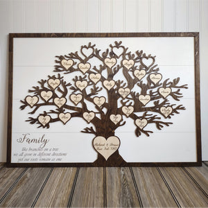 Family Like Branches On A Tree, Personalized 2 Layers Wood Sign, Gift for Family Members - Wood Sign - GoDuckee
